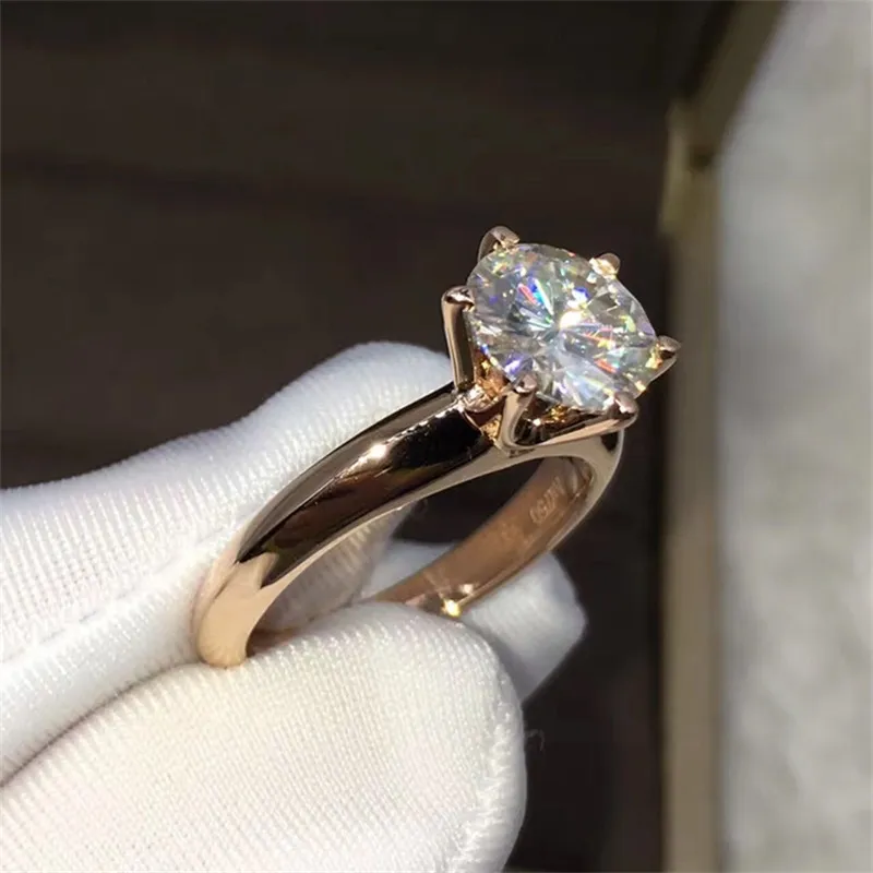 Fedi nuziali con gioielli di lusso Set anelli solitari di fidanzamento Sona CZ in oro/argento donne a grandezza naturale