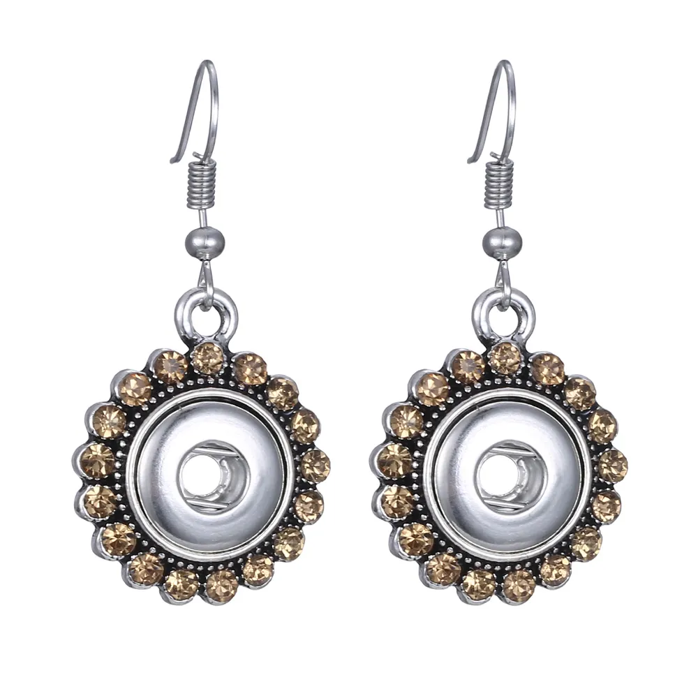 Bohemian Noosa 12mm Ginger Snap Dangle Earring Jewelry Fashion Silver Crystal Snaps Button Chunks Drop Earrings Women Person Gift
