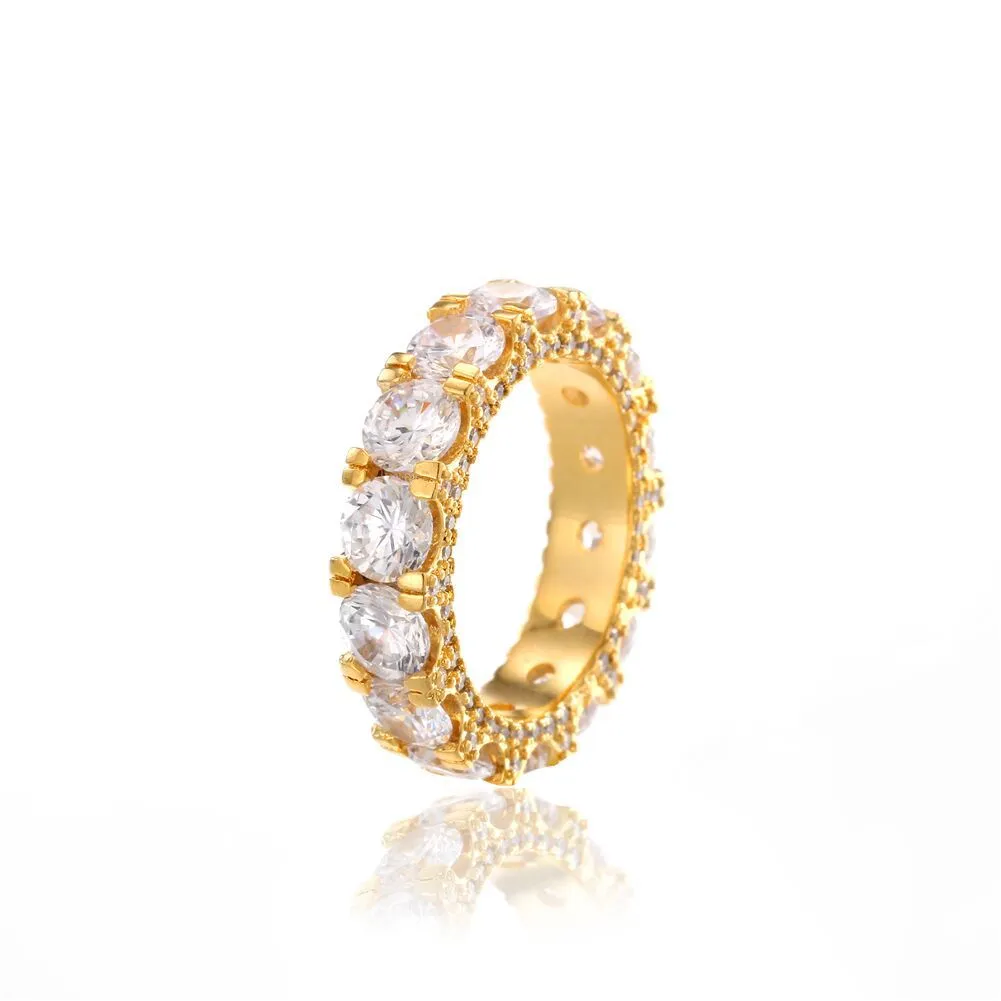NEW Zirconia Cuban 1Row Circle Ring Micro Pave CZ Copper Jewelry Gold And Silver Tennis Rings