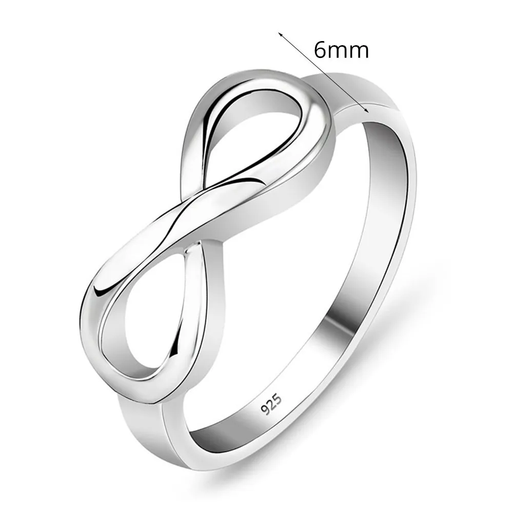 Nuovo anello a fascia con ciondolo a forma di anello infinito in argento sterling per il trasporto di goccia del regalo di gioielli di moda da donna