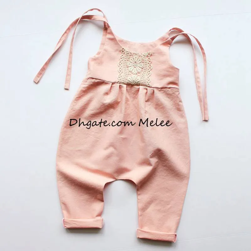 ins bambini cintura pagliaccetti di pizzo ragazze verde rosa uncinetto floreale cotone Tute infantile pagliaccetto carino 02 anni nave6242928