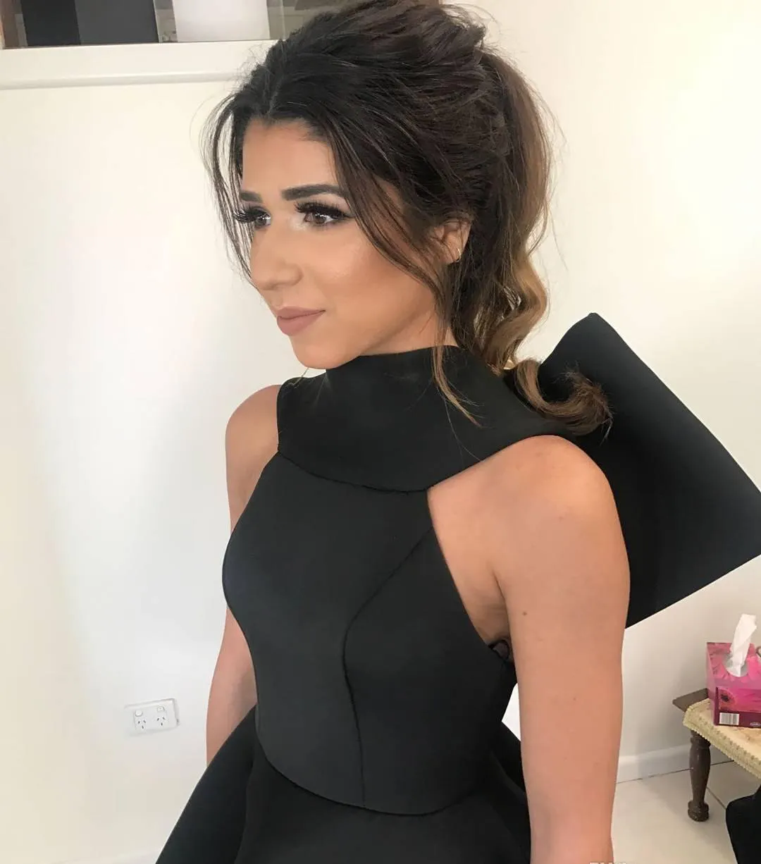 2019 Little Black Cocktail Dress طول الشاي شبه النادي ارتداء ثوب التخرج من العودة للوطن بالإضافة إلى حجم مخصص Made9348095