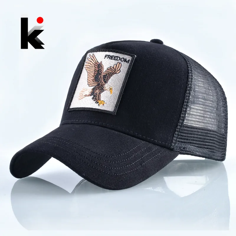 Mode animaux broderie casquettes de Baseball hommes femmes Snapback Hip Hop chapeau été respirant maille soleil Gorras unisexe Streetwear os