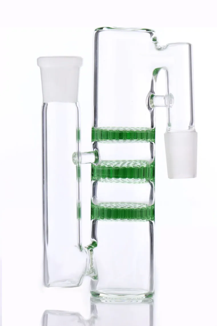 Tre honungskaka perc askfångare 14mm 18mm Joint Storlek Partihandel Toppkvalitet HC Kvinnlig Glass Catchers Gratis frakt