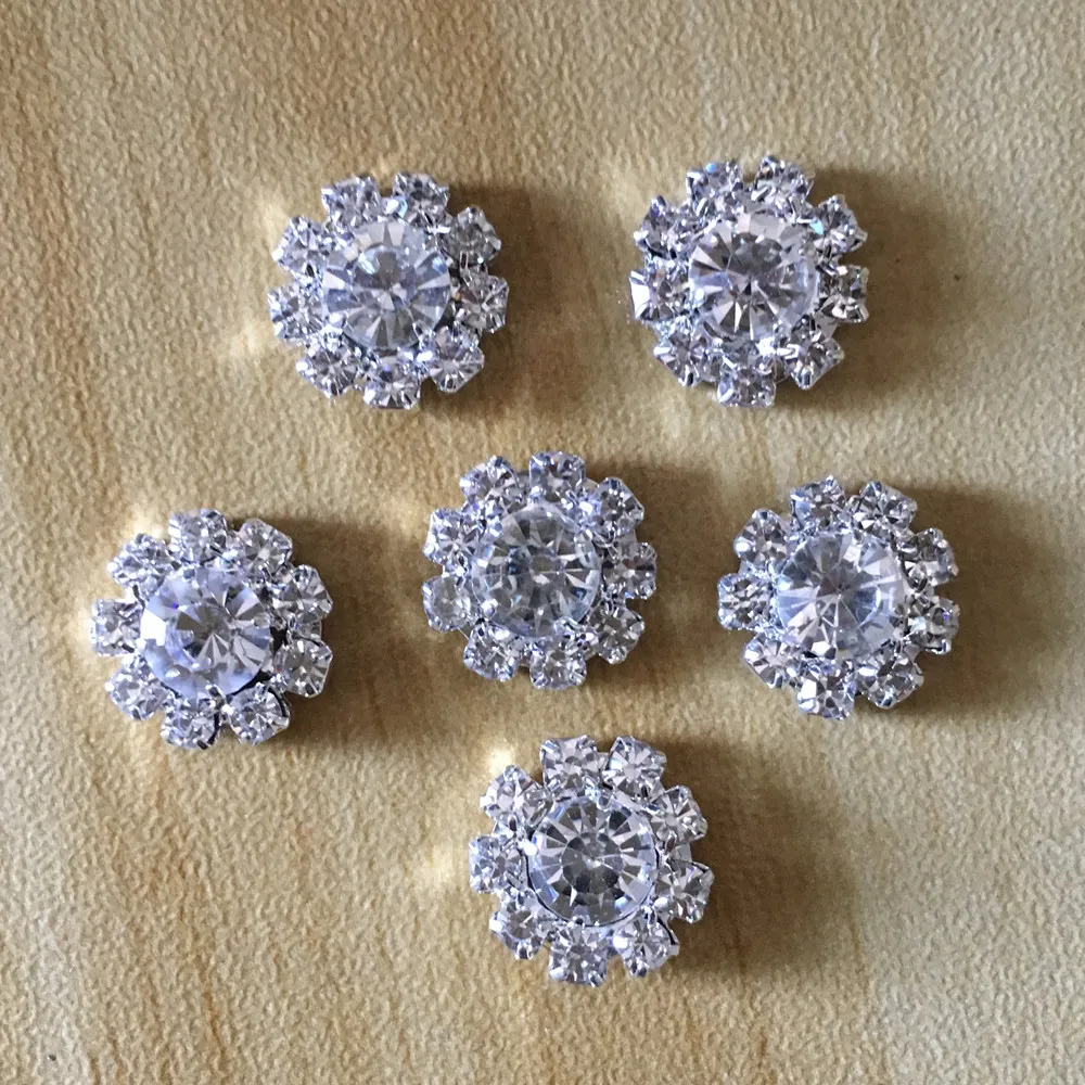Factory Silver Tone Clear Crystal Rhinestone DIY Embellishments Flatback Buttons Hair Accessories Decoration294c