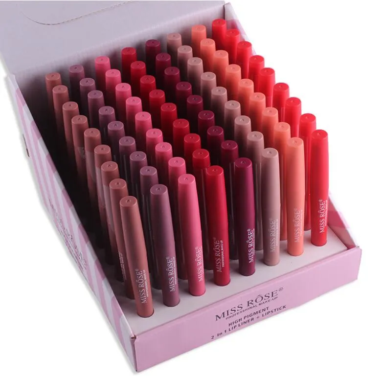 Dubbeländig varaktig lipliner Vattentät Läppfodral Pinnar Penna 8 Färg Multi-Function Lip Liner Lipstick Lip Gloss