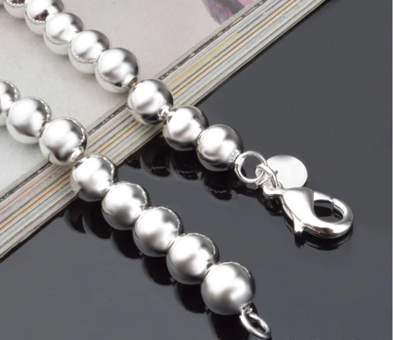 Livraison gratuite avec numéro de suivi Meilleur NOUVEAU 925 ARGENT STERLING 4MM 6MM 8MM 10MM Sliver Solid Ball CHAÎNES RONDES COLLIERS BIJOUX HJ189