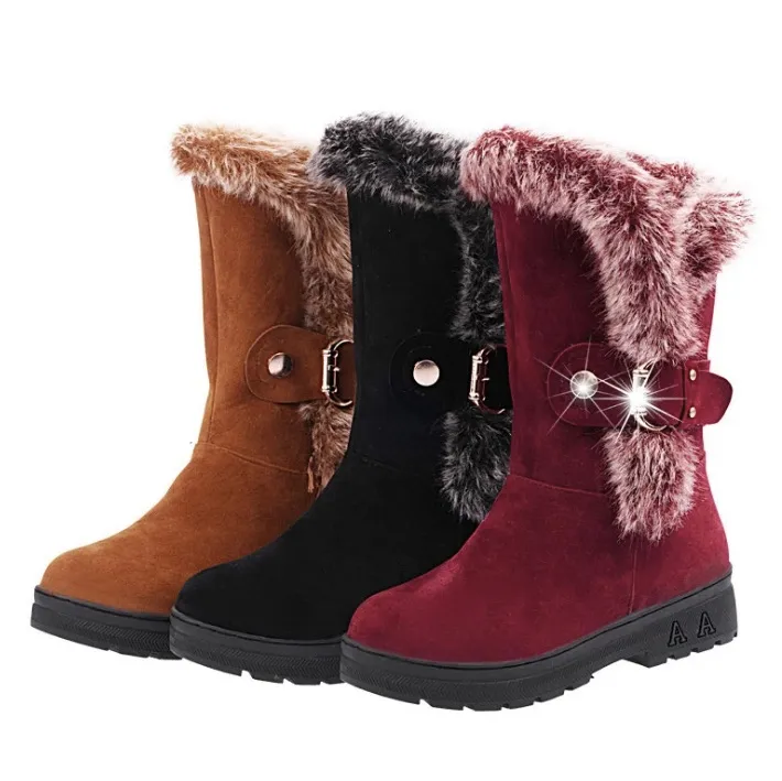 Snow Boots Botas femininas Ankle for Women Fashion Lady Boots Winter Zapatos Mujer Shoes Women's Winter Short plush Boots