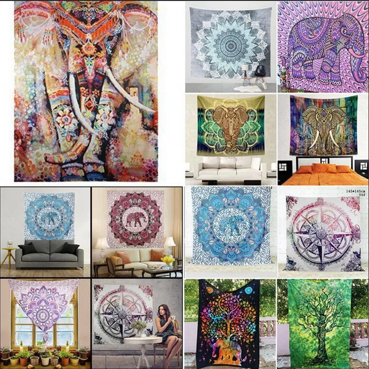 150 * 130 cm Indiase Boheemse Mandala Tapestry Muur Opknoping Beach Picnic Throw Throw Deken Deken Muur Opknoping Decor Yoga Kids Mat AAA571