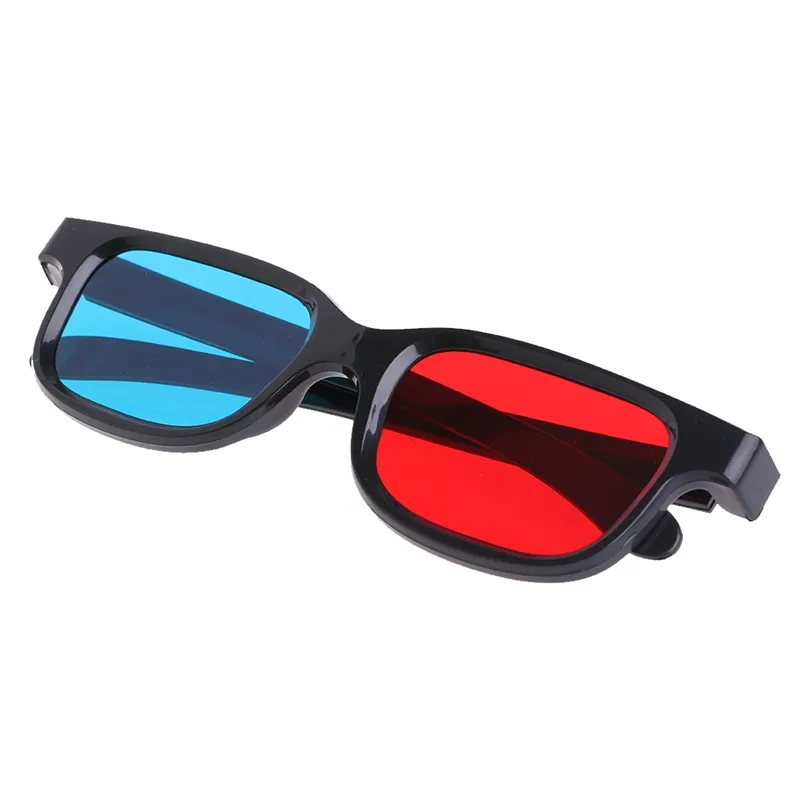 Анаглифические 3D-очки с черной оправой, красные, синие, голубые, универсальные 0,2 мм для фильмов, игр, DVD