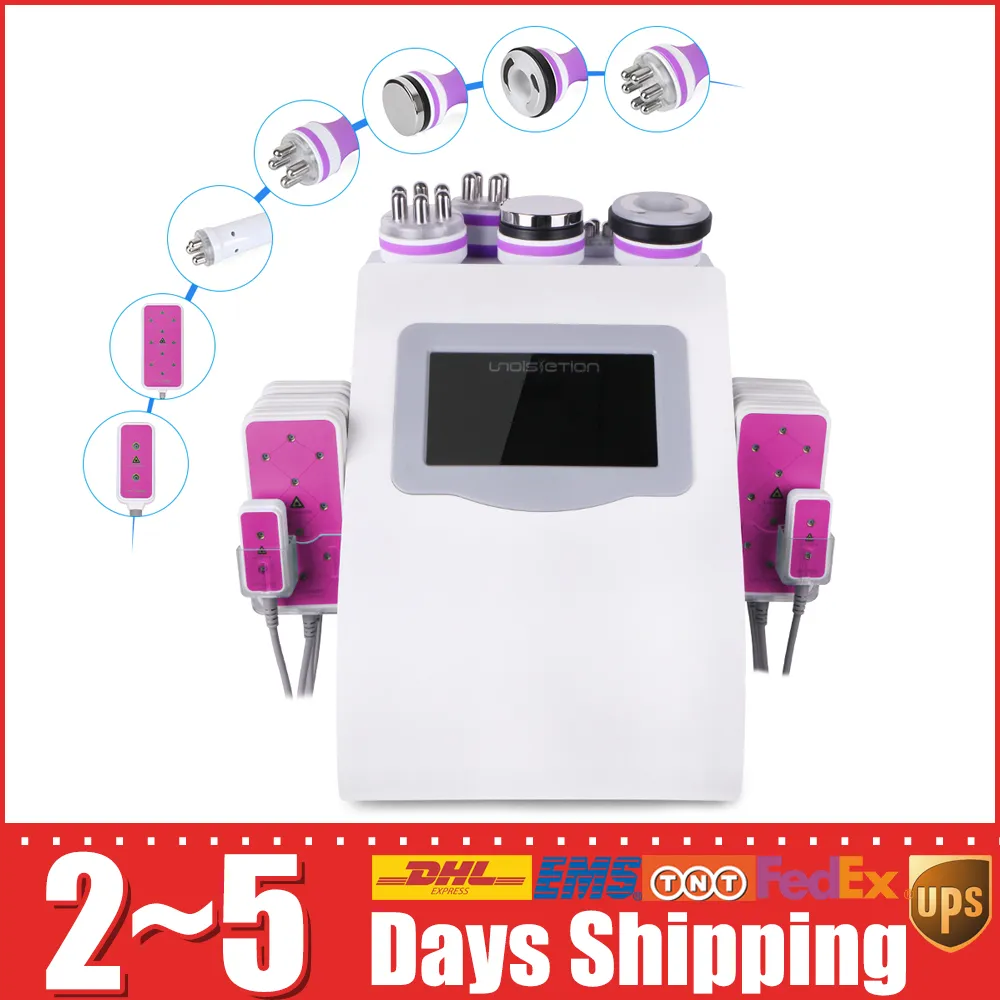 Model 40k Ultrasonic Body Cavitation 6 Pads LED Laser Slimming Machine Vacuum RF Skin Care Salon Spa Equipment