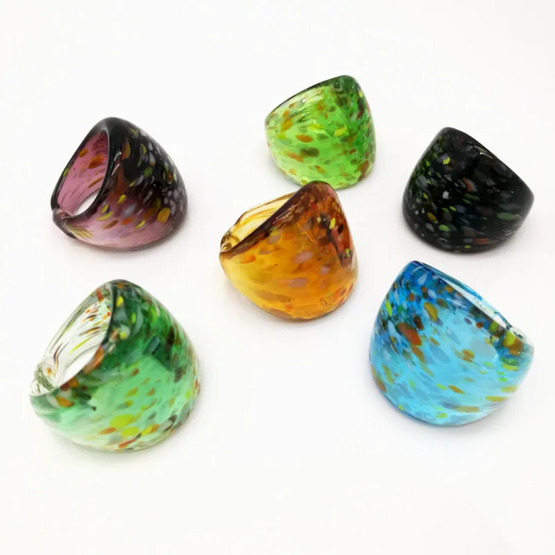 Wholesale Hot Spot Lampwork Glass Murano Ring, Fashion Murano Ring 17-19mm