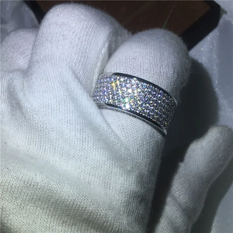 2017 Novas Mulheres Moda jóias Completa Diamonique Cz White Gold Filled Anel de noivado de casamento para as mulheres Presente