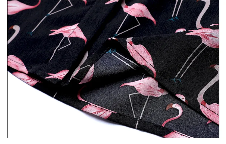 Feminino Novo Flamingo Imprimir Camisas Blusa de Mangas Compridas 2018  Primavera POLO Collar Camisa de Todos Os Jogo Tops Moda Feminina Camisa  Chiffon
