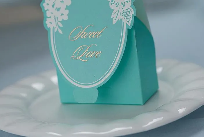 Tiffany Blue Sweet Loveチョクレートボックス結婚式の誕生日ベビーシャワーフォアギフトバッグギフト現在のラップパーティーの装飾