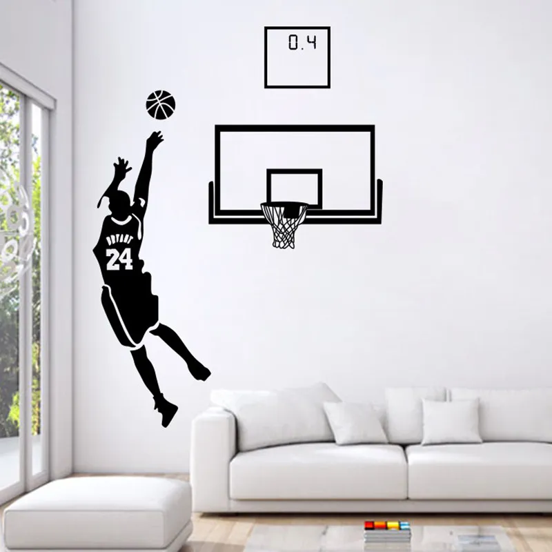 Jouer au basket-ball Stickers muraux chambre dortoir autocollants décoratifs peintures murales décoration murale garçon chambre salon décoration 0.4
