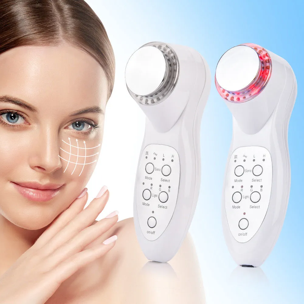 Portable 3Mhz ultrasonic 7 colors Photon Ultrasound LED Light Skin Therapy Anti aging Beauty Massage SPAr