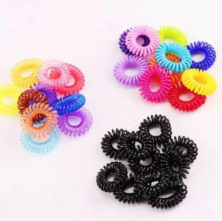 10 PCS/Lot nouveau 2 cm petite ligne téléphonique cordes à cheveux filles coloré élastique bandes de cheveux enfant élastique pour queue de cheval cravate gomme cheveux accessoires