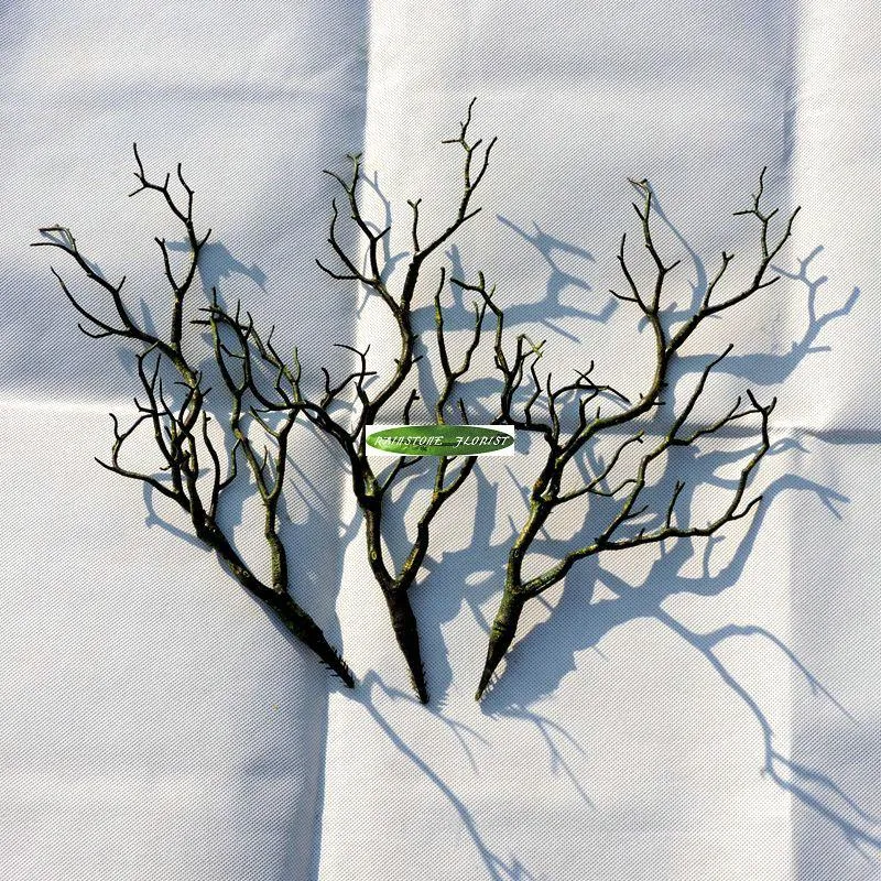36cm自然乾燥PVCマンサニタ乾燥人工植物の木の枝結婚式の家のビーチ家具の装飾偽の葉ホワイトブラウングリーンFL1732