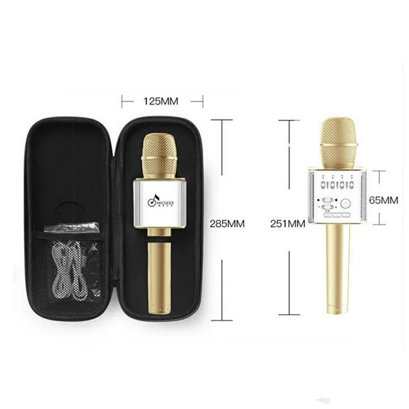 Magic Q9 Microphone sans fil Bluetooth portable Microfono KTV avec haut-parleur micro haut-parleur karaoké Q7 mise à niveau pour téléphone Android 0802219