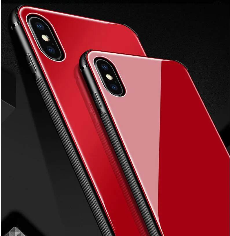 Partihandel Original Brand Tempered Glass Telefon Fodral för iPhone X Case Hybrid Shock Proof för iPhone 7 Case för iPhone 8 Case Cover TPU + PC