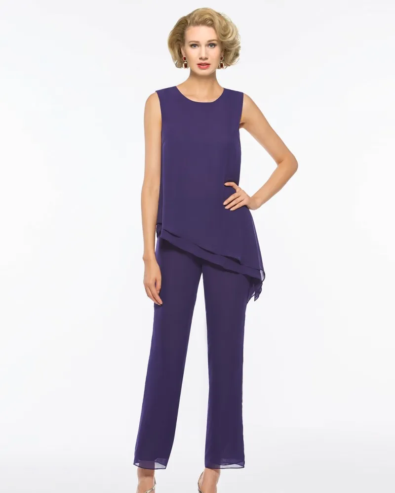 Chic Three-Piece Chiffon Mother of the Bride female pant suit with Half ...