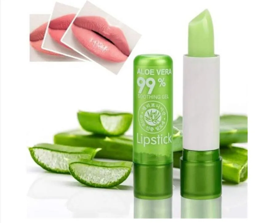 Nuovo popolare impermeabile pianta naturale gel di aloe rossetto temperatura colore magico cambia colore aloe rossetto protezione dall'umidità balsamo le labbra