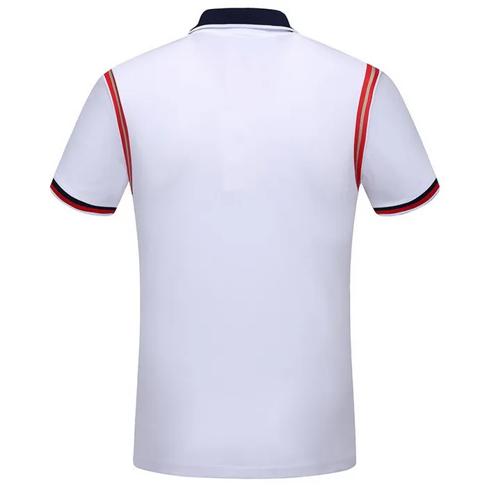 Polo Shirt Men Applique Embroidery Striped Sleeves Comfortable Summer Short Wear Top Men`s