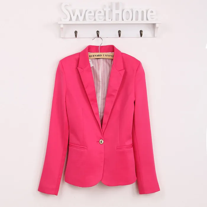 Primavera mulheres blazer marca jaqueta feita de algodão casacos básicos cor de doces manga longa slim terno blazer terno pequeno wwt7574 l18101301