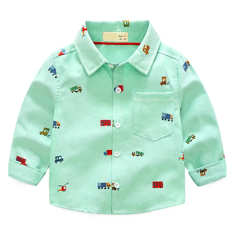 2018 Nowy przylot Enfant Boys Koszulki Śliczne samochody Wzór bawełniany ubrania dla dzieci długie rękawy bluzki dla chłopców koszula 4245978