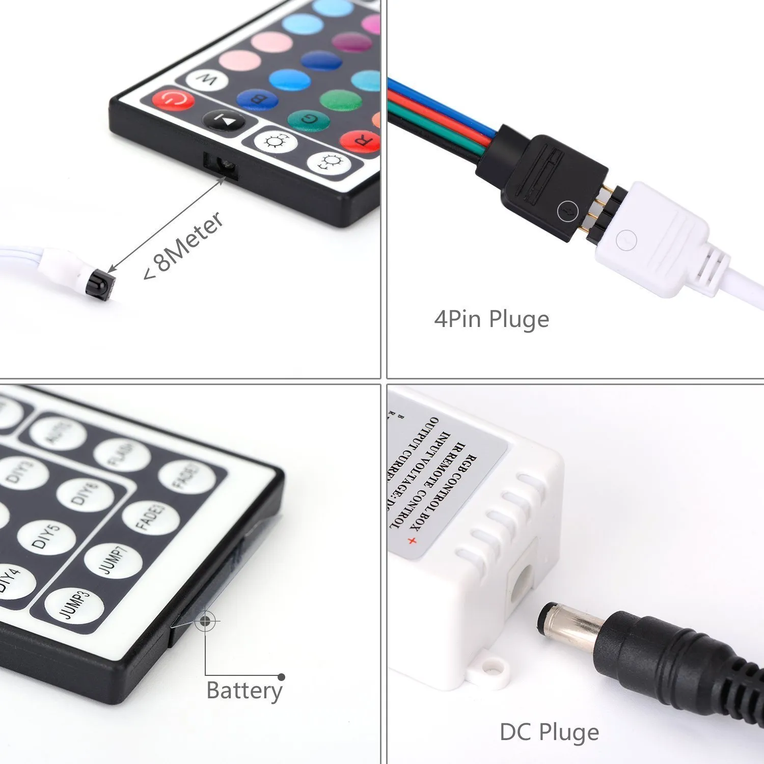 Telecomando IR a 44 tasti strisce LED SMD 5050 3258 RGB Modulo a 7 led Light box drive DC 12V Striscia luminosa a led