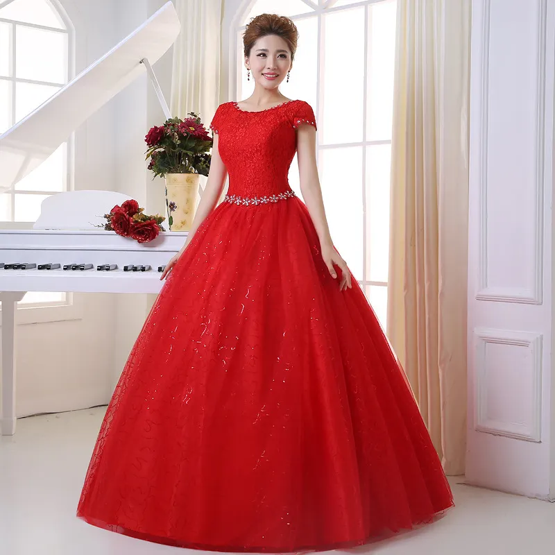 New Korean Style Wedding Bridal Dresses Double Shoulders Lace Up Large Size Wedding Dress Vestido Casamento