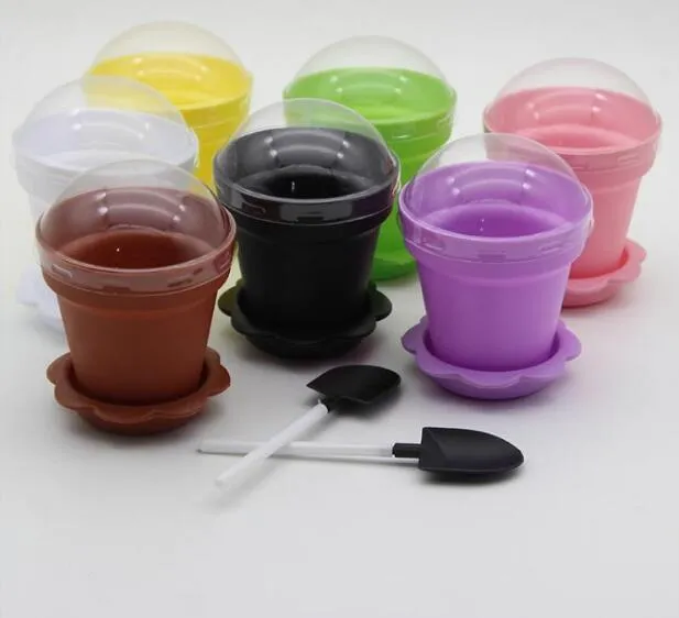 Flower Pot Cake Cups & Spoon Set Ice Cream ecoration for Wedding Kids Birthday Party Supplies Baking Pastry Tools