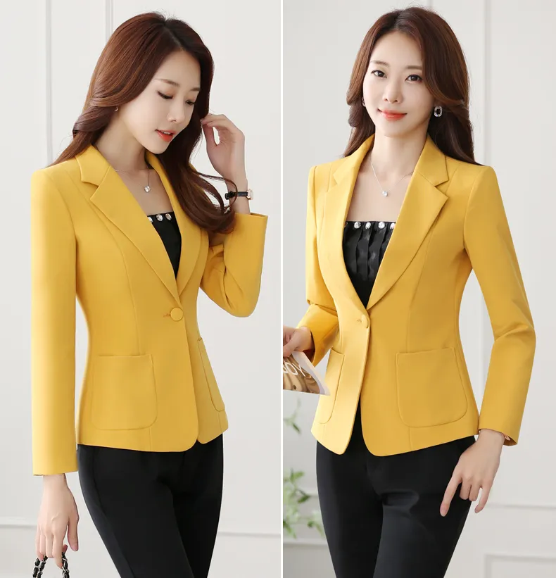 Élégant décontracté à manches longues blazer femme 2018 automne mince mode dames veste bureau grande taille manteau