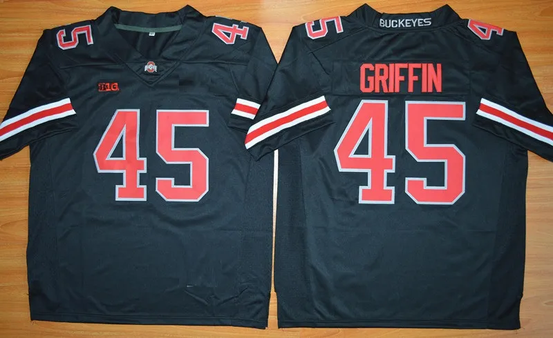 Vintage NCAA Ohio State Buckeyes Kolej Futbol Formaları Erkek 27 Eddie George 45 Archie Griffin Dikişli Gömlek O Legends of Scarlet Grey Patch S-XXXL