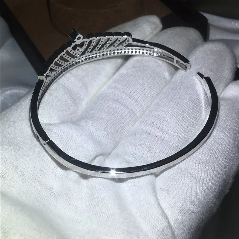 Vecalon Kobieta Korona Bransoletka Pave Otoczenie 5A Cyrkon CZ Białe Złoto Wypełnione Bangle Ślubne Dla Kobiet Bridal Matka Biżuteria