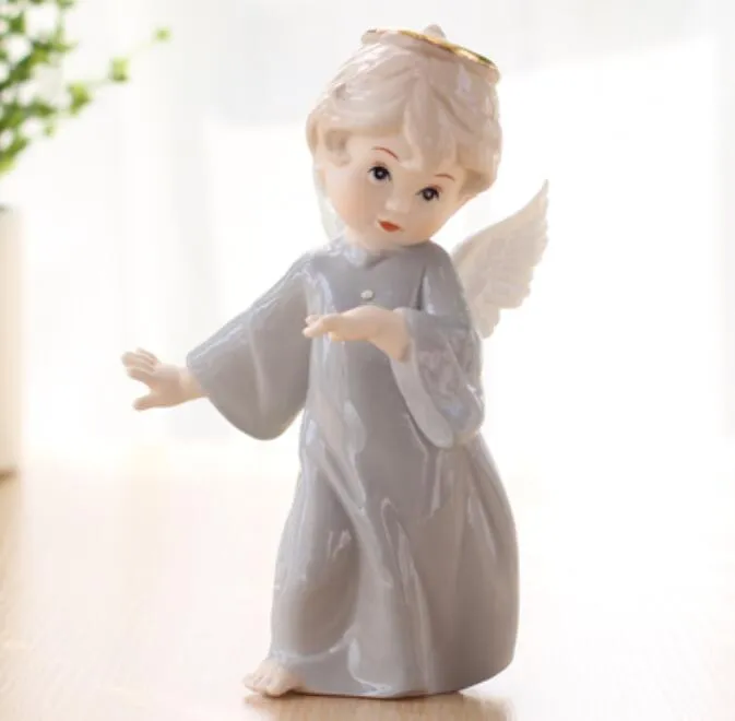 White Ceramic Figurines To Paint Angel Boy Toy Figurines Home Decor