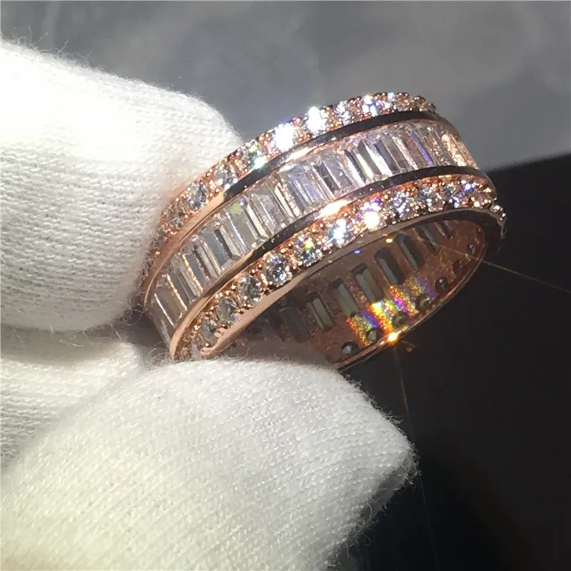 choucong Full 15ct Diamond Rose Gold 925 sterling Silver Engagement Wedding Band Ring For Women Gift