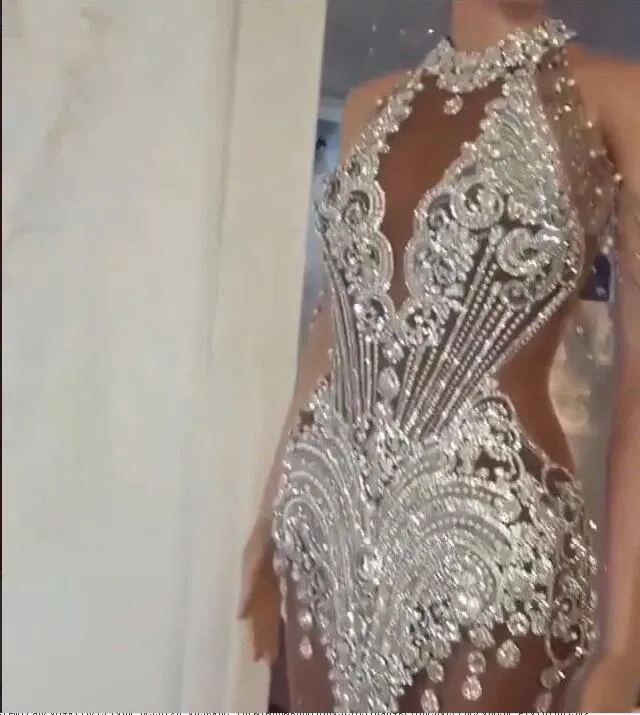 Sukienka wieczorowa New Yousef Aljasmi Kim Kardashian Halter Beaded Mermaid Long Dress Almoda Gianninaazar Zuhlair Murad Ziadnakad 0014