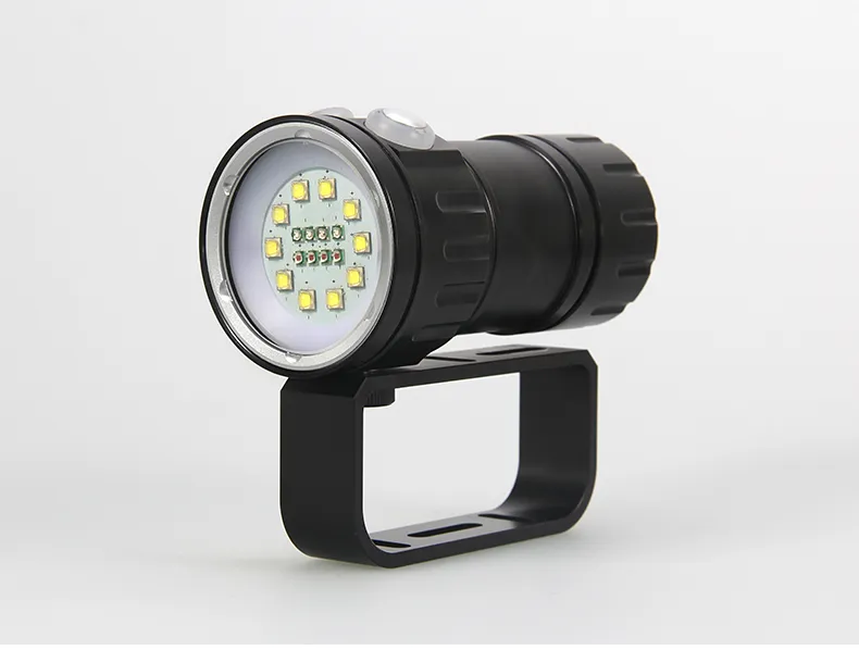 QH18 120W 28800LM Undervattens 80m LED Dykning Flashlight Torch Professionell Dykning Fotofotografi Video Fyll Ljus