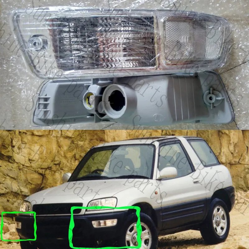 Para 1998 1999 1999 Toyota RAV4 Carrocorreramento automático do carro esquerdo Luzes de nevoeiro direita Habitação da capa amarela branca Lâmpada de lâmpada