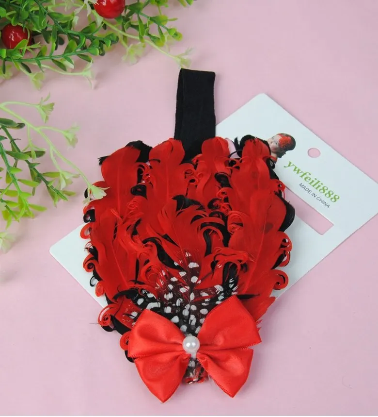 2019 nuova moda Natale fasce bambini boutique fascia capelli di piume bambini Ragazze adorabili accessori capelli fatti a mano fascia capelli di piume