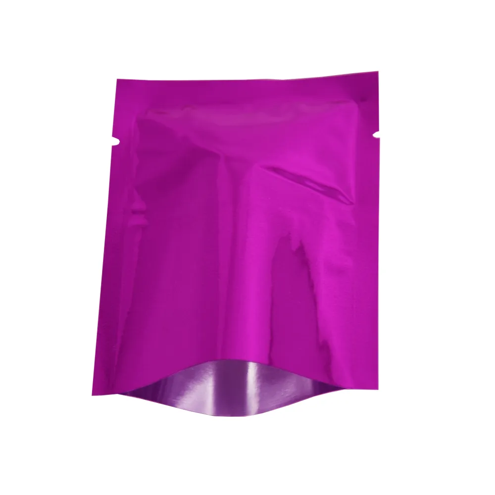 Pequeno aberto superior mylar embalagem bolsa tipo plano colorido sacos de folha de alumínio a granel alimentos vácuo calor selável saco lot4570604
