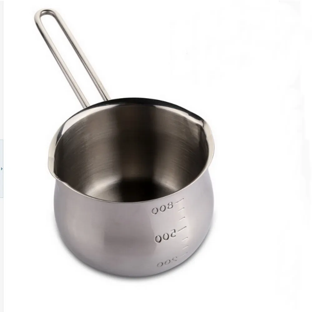 SUS304 Pentola latte in acciaio inox, tazza, brocca crema, brocca cioccolatini, argento, 14 cm, 0,8 litri