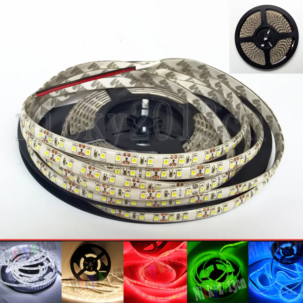 12V 3528 LED Flexible Strip Light Tape Ribbon String IP65 Waterproof Epoxy Resin 120LEDs/m Double Layer PCB 8mm Width Cabinet Kitchen Ceiling Lighting