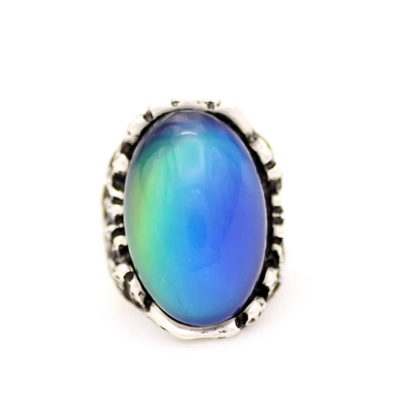 New Design Women Lucky Gift Emotion Feeling Big Oval Stone Mood Ring Wholesale MJ-RS057