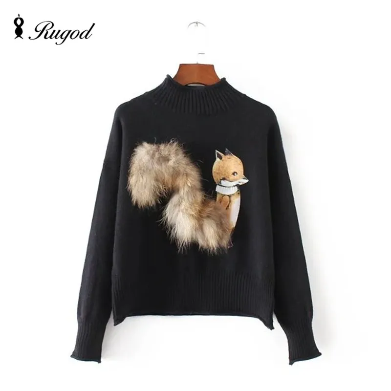 Cute Fox Tail Sweater Winter Womens Sweaters And Pullovers Winter Turtleneck Knitted Pullovers High Quality Real Fur Pull Femme From Armani10 32.01 DHgate.Com