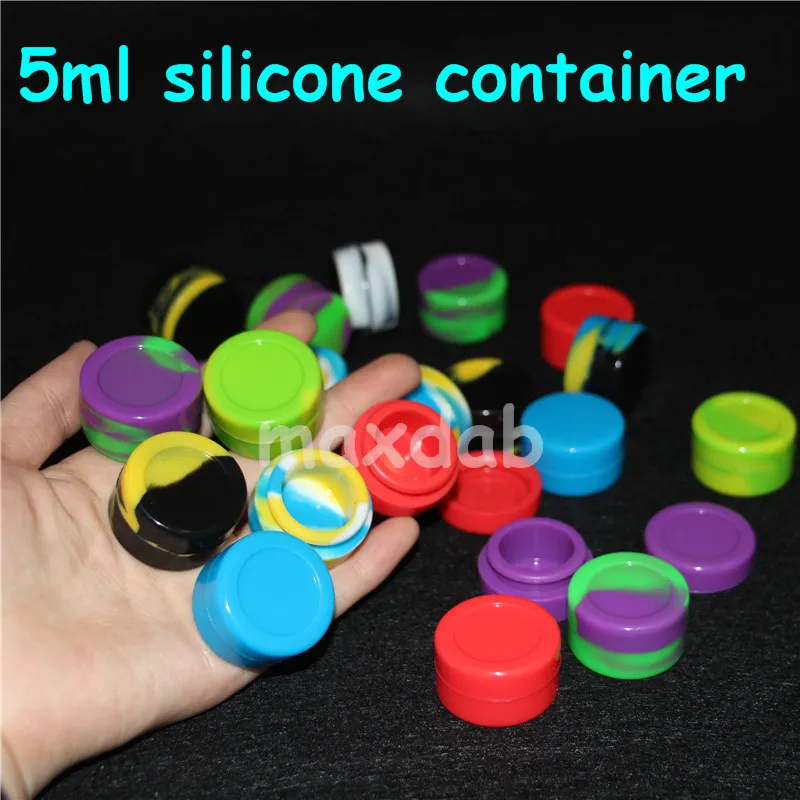 boxes Reusable Round Non-stick 5ml Silicone Jar Container For E-cig Wax Bho Oil Butane Vaporizer Silicon Jars Dab bubbler
