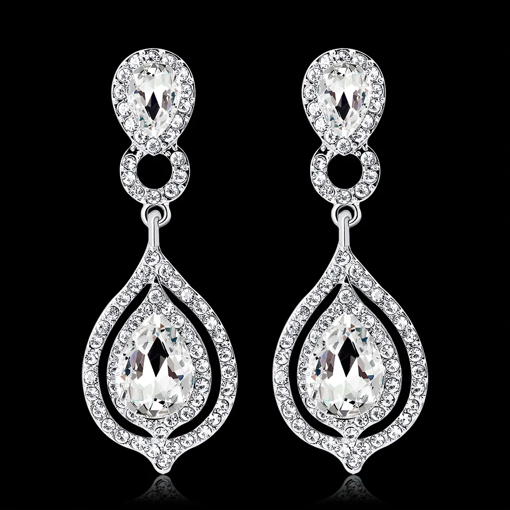 Shining Fashion Kristallen Oorbellen Steentjes Lange Drop Earring Voor Vrouwen Bruids Sieraden Huwelijkscadeau Voor Bruidsmeisjes BW-010