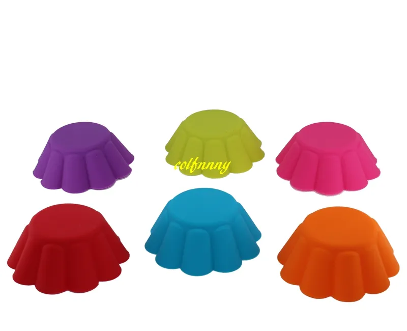 Fast shipping 7.5cm dia Round Shaped Silicone Muffin Cases Mould Cake Cupcake Liner Baking Mold